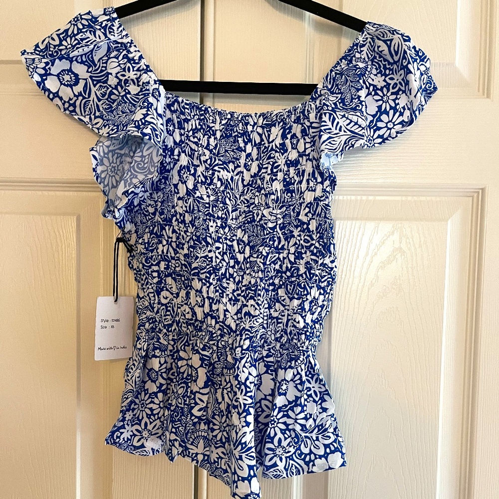 (NWT) Blue Floral Shirt